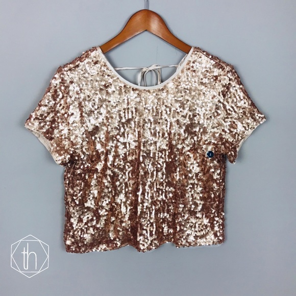 Abercrombie & Fitch Tops - Abercrombie and Fitch sequin top rose gold small